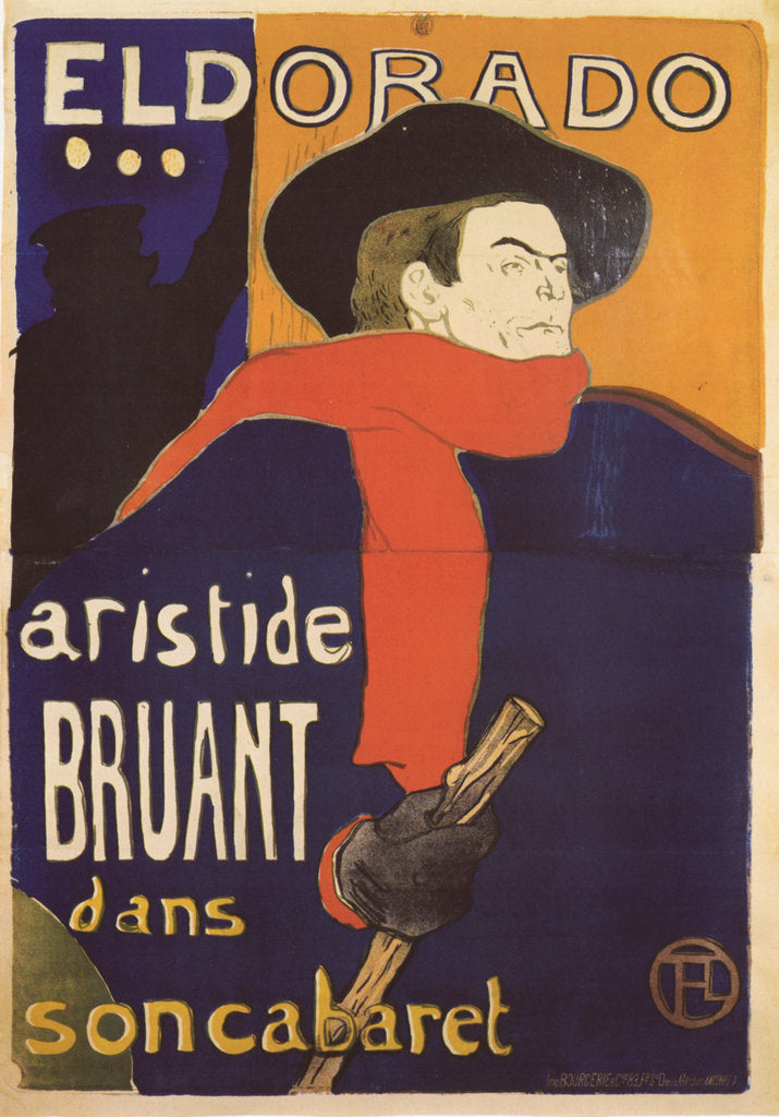 Detail of Eldorado, Aristide Bruant (Poster), 1892 by Henri de Toulouse-Lautrec