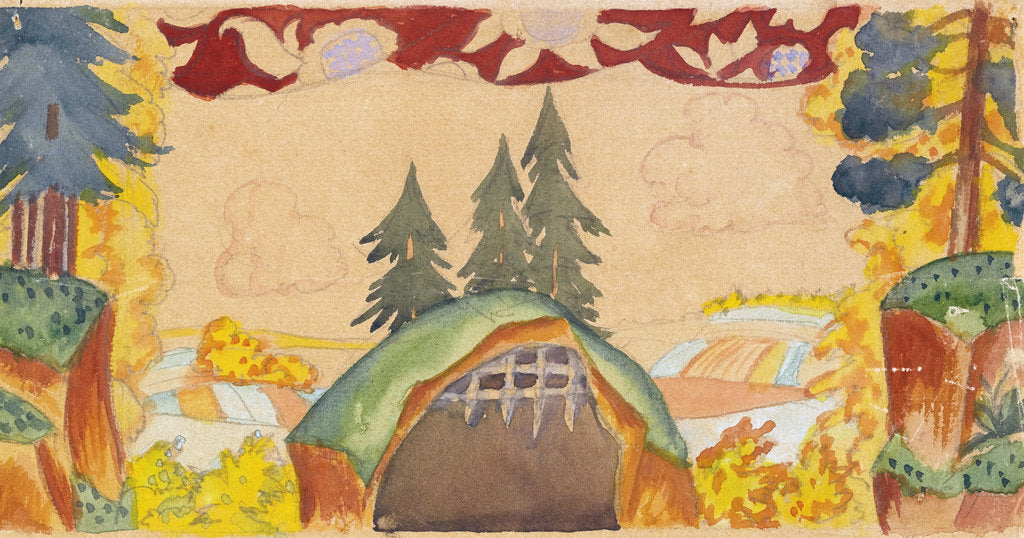 Detail of Stage design for the opera The Golden Cockerel by N. Rimsky-Korsakov, 1927 by Boris Michaylovich Kustodiev