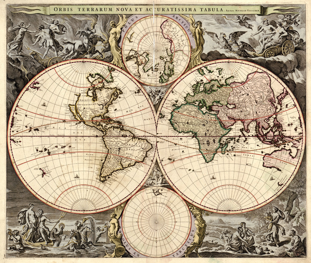 Detail of Orbis terrarum nova et accuratissima tabula, ca 1690 by Nicolaes Visscher
