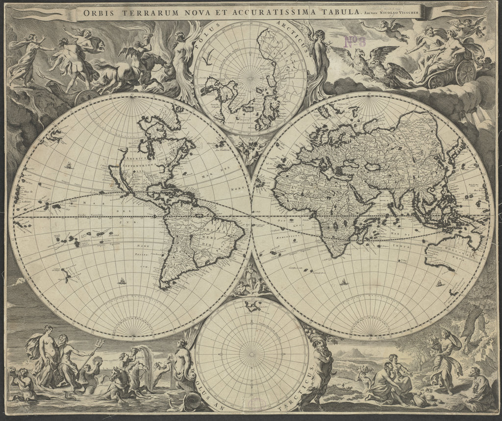 Detail of Orbis terrarum nova et accuratissima tabula, ca 1690 by Nicolaes Visscher