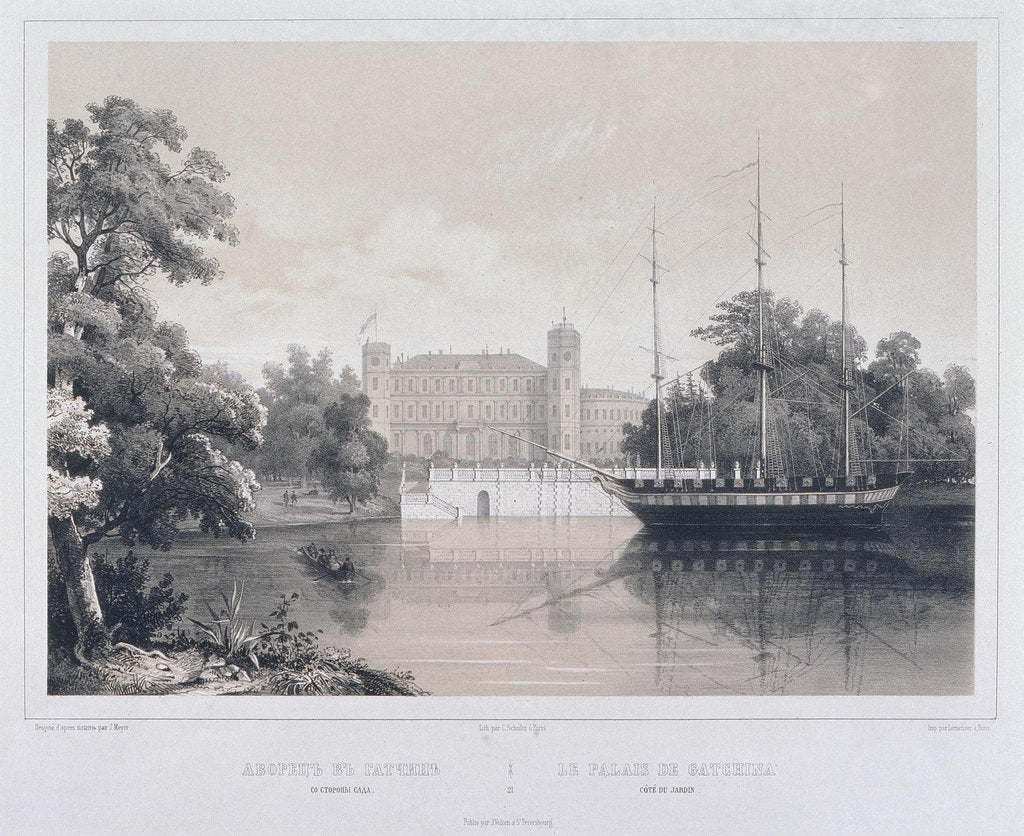 Detail of View of the Palace in Gatchina from the Lake, 1850s by Carl Schulz