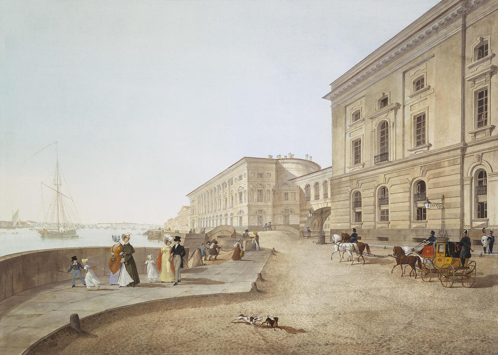 Detail of View of the Neva Embankment by the Old Hermitage Building, 1824 by Karl Petrovich Beggrov