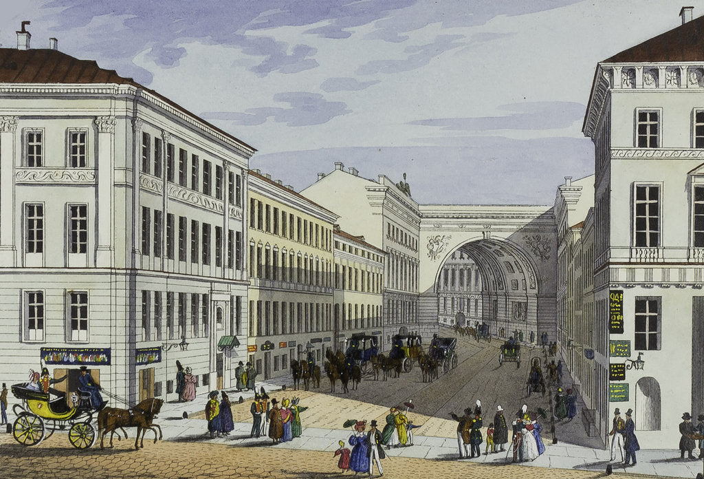 Detail of Millionnaya Street and Kotomin House in Saint Petersburg, First half of the 19th cent by Karl Petrovich Beggrov