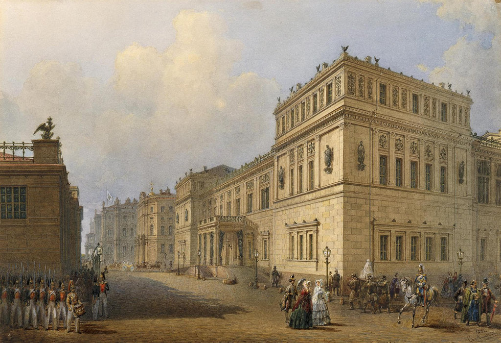 Detail of View of the New Hermitage Through Millionnaya Street, 1851 by Vasily Semyonovich Sadovnikov