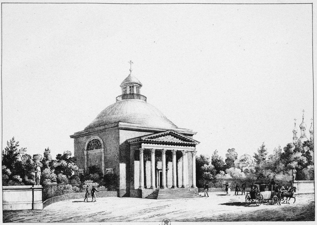 Detail of The Catholic St John the Baptist Church in Tsarskoye Selo, c. 1826 by Eugéne Pluchart