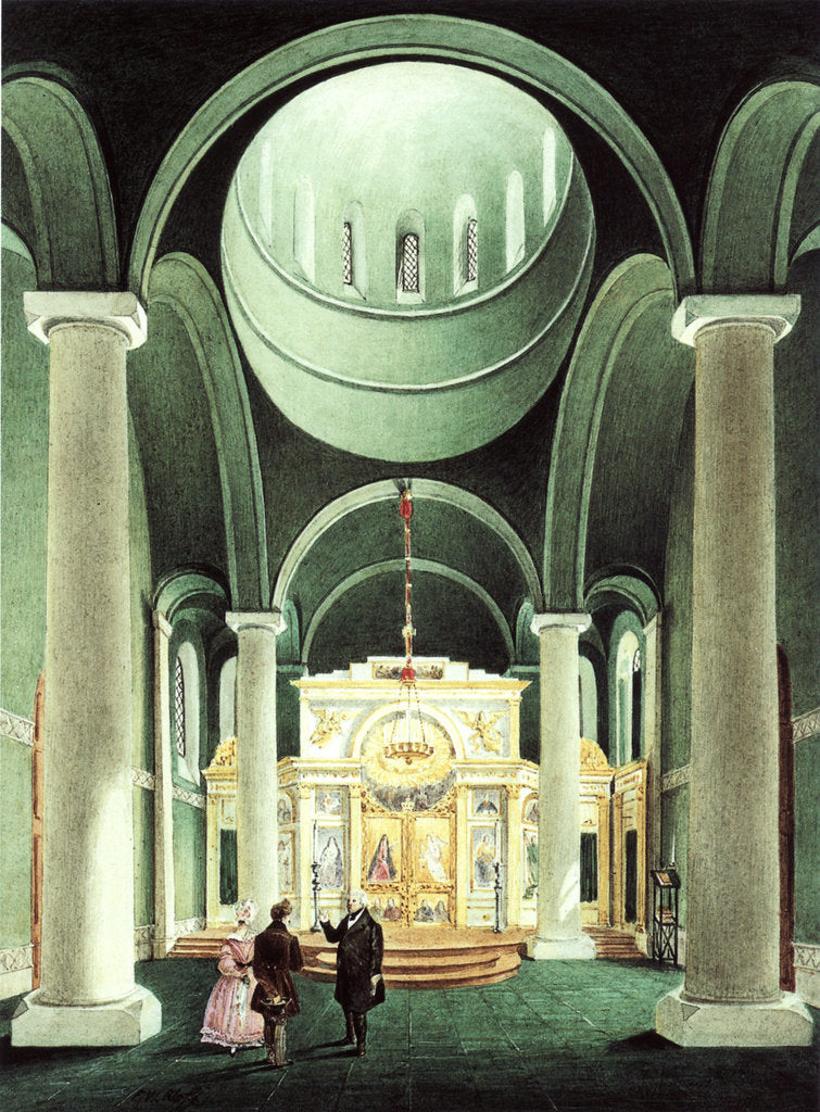 Detail of Interior view of the Alexander Nevsky Church at Potsdam, 1838 by Friedrich Wilhelm Klose