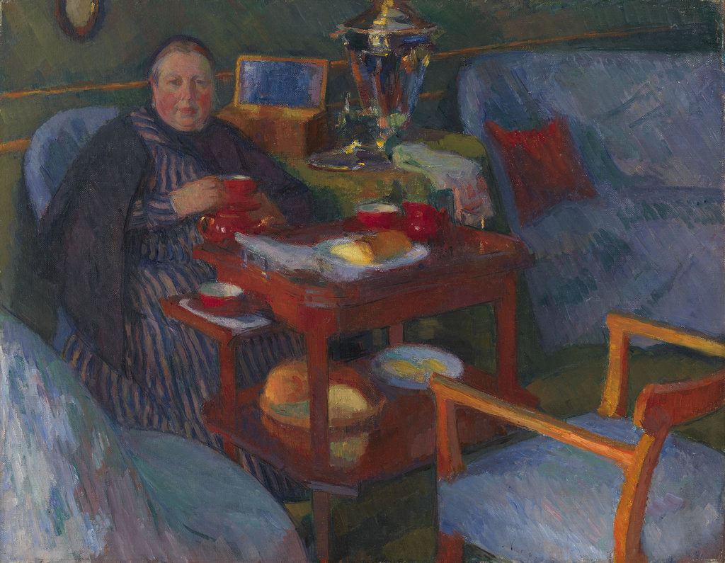 Detail of Woman drinking tea by Osip Emmanuilovich Braz