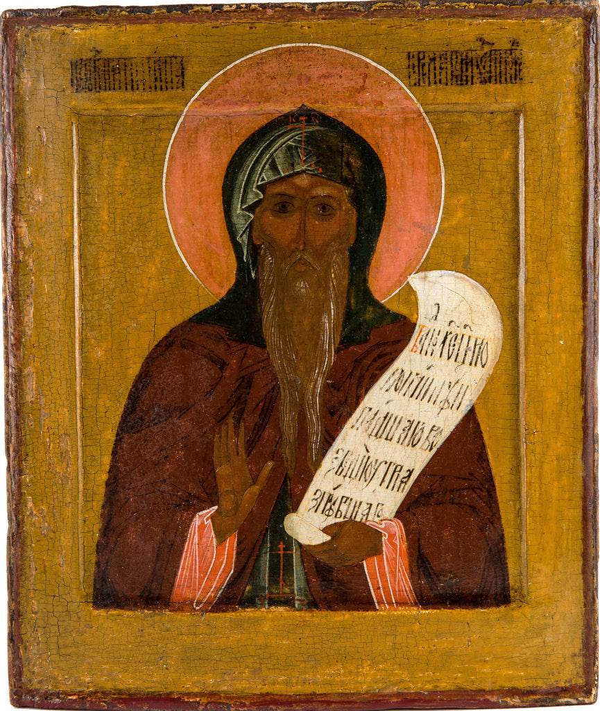 Detail of Venerable Nikita Stylites of Pereyaslavl, 17th century by Russian icon