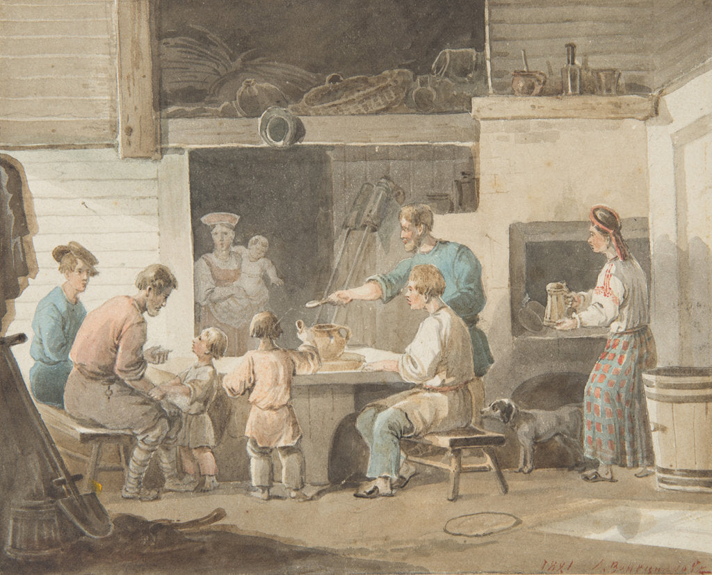 Detail of Lunchtime, 1821 by Alexei Gavrilovich Venetsianov