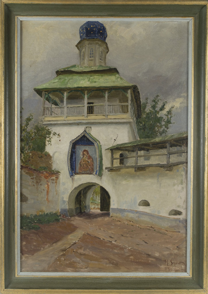 Detail of The Exterior Gates of the Pskovo-Pechersky Monastery, 1910 by Genrikh Genrikhovich Schmidt