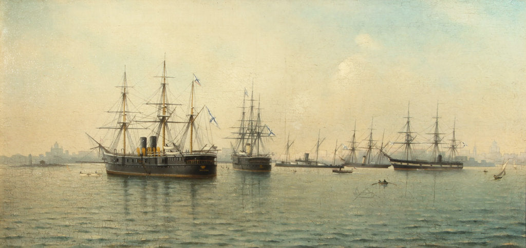 Detail of Cruisers Minin and Kronstadt by Leonid Demyanovich Blinov