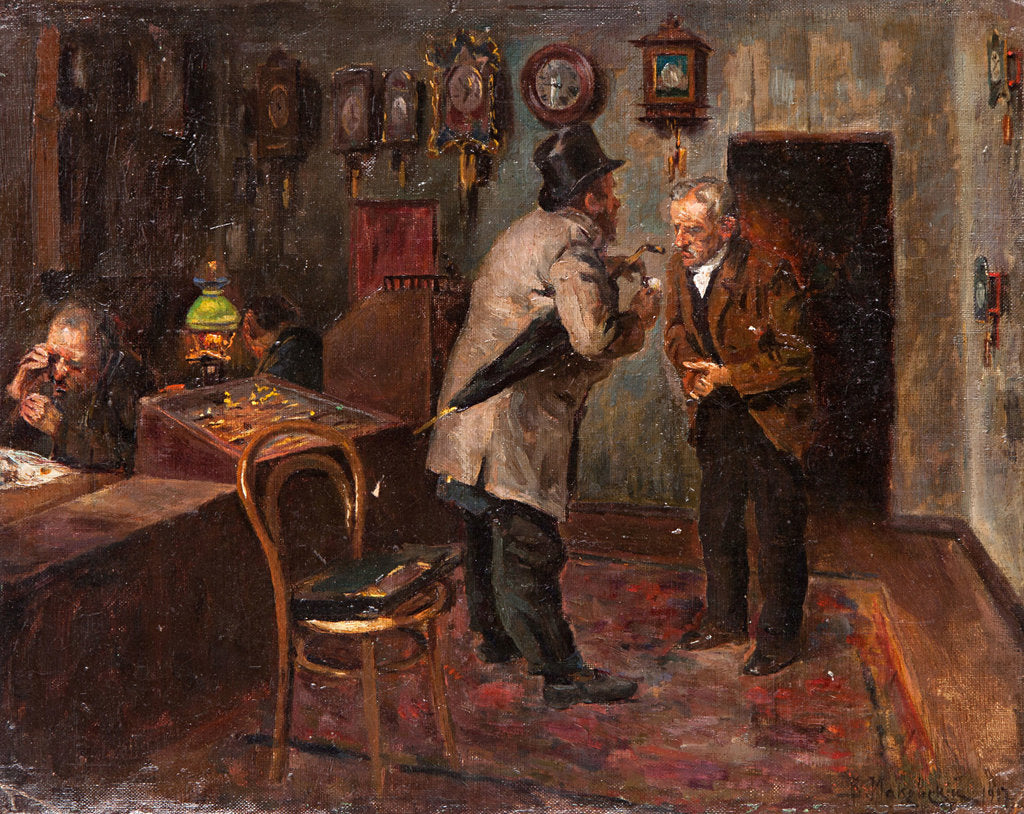 Detail of At the Jewelers, 1917 by Vladimir Yegorovich Makovsky