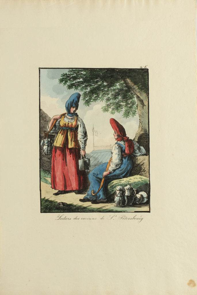 Detail of Dairywomen of Petersburg, 1817 by Armand Gustave Haubigant