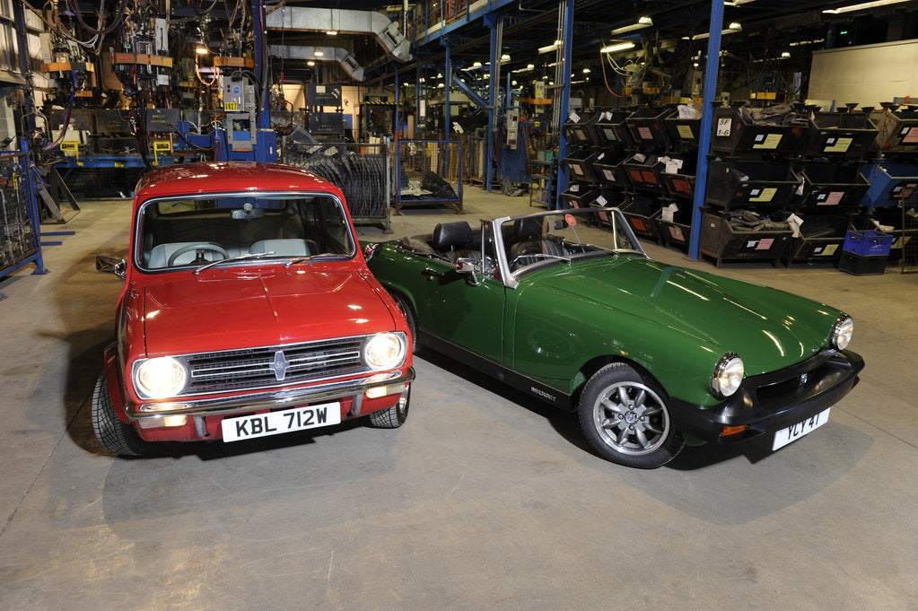 Detail of Austin Mini 1275 GT 1980 and MG Midget 1979 by Simon Clay