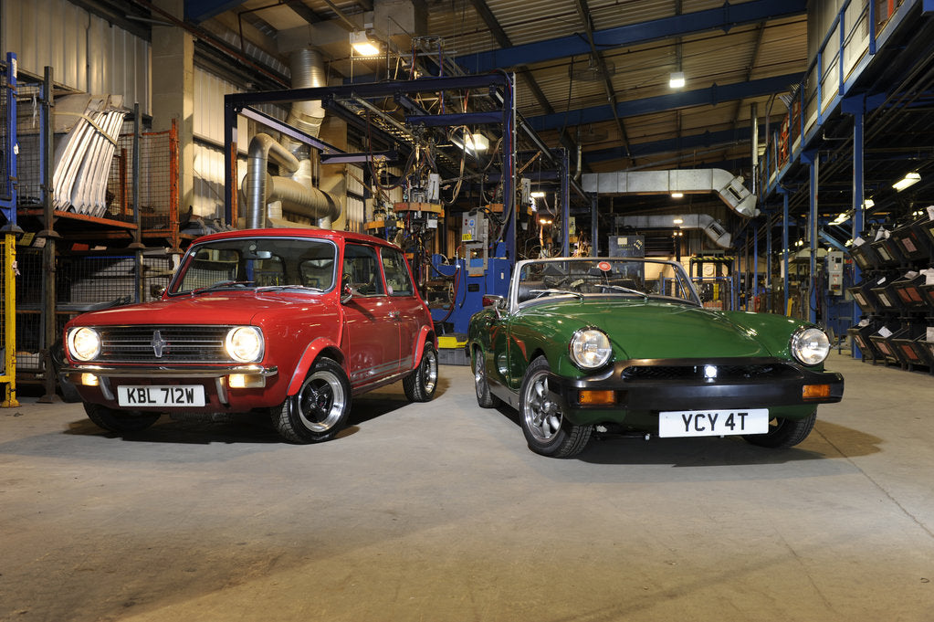 Detail of Austin Mini 1275 GT 1980 and MG Midget 1979 by Simon Clay