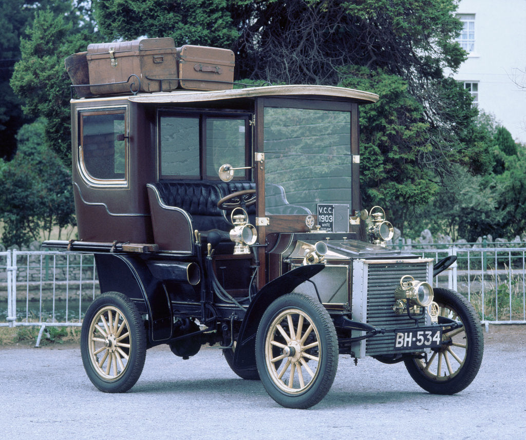 Detail of 1903 White 10hp steamer limousine by Unknown