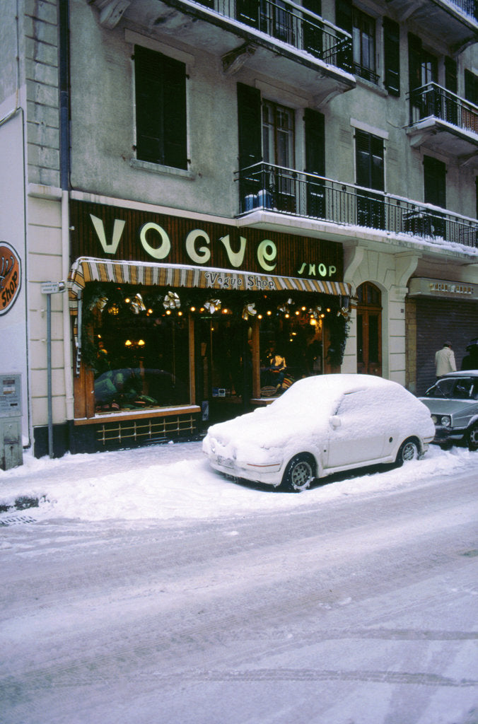 Detail of Car covered in snow in French street by Unknown