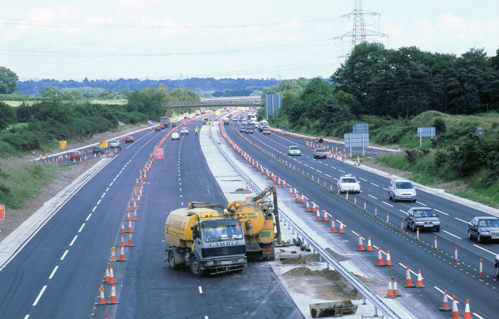 Detail of Roadworks at Contraflow on M27 Motorway, Hampshire by Unknown