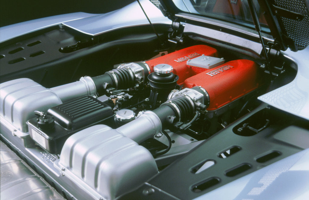 Detail of 2000 Ferrari 360 Modena Spyder engine by Unknown