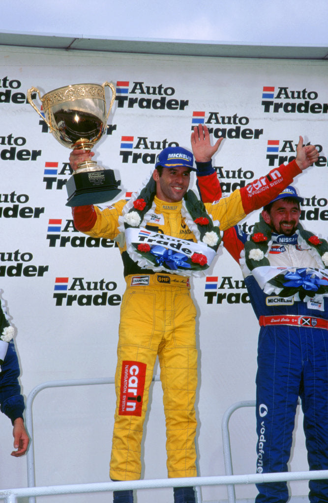 Detail of Alain Menu.British touring car driver celebrates victory by Unknown