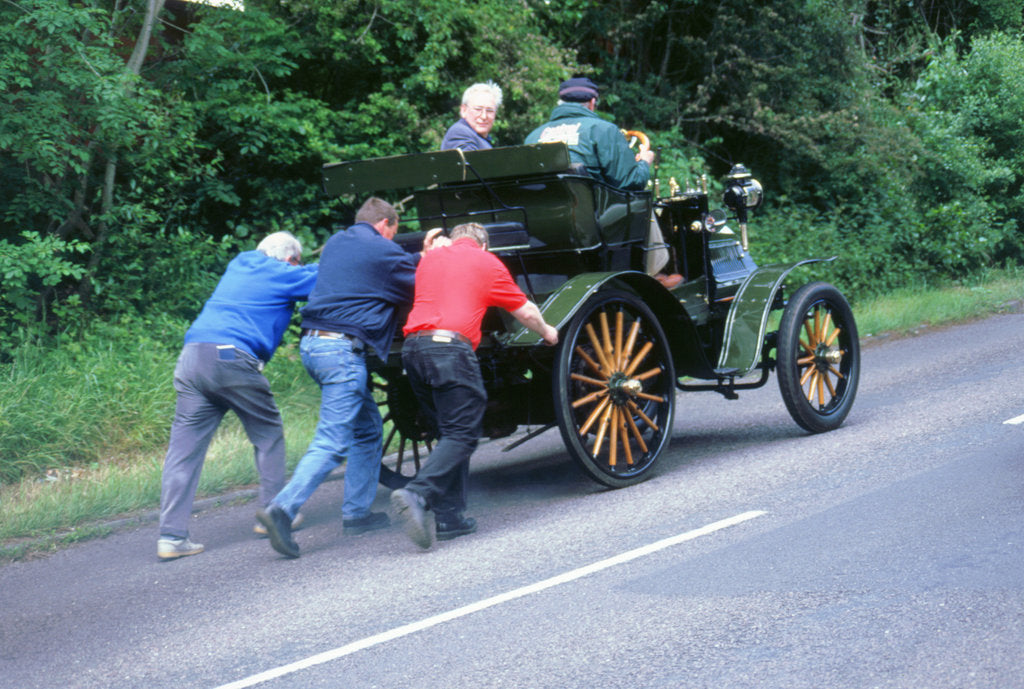 Detail of 1899 Daimler broken down on a rally by Unknown
