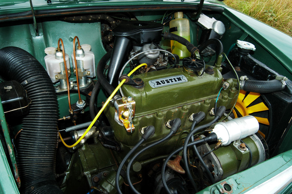 Detail of 1967 Austin Mini estate engine by Unknown