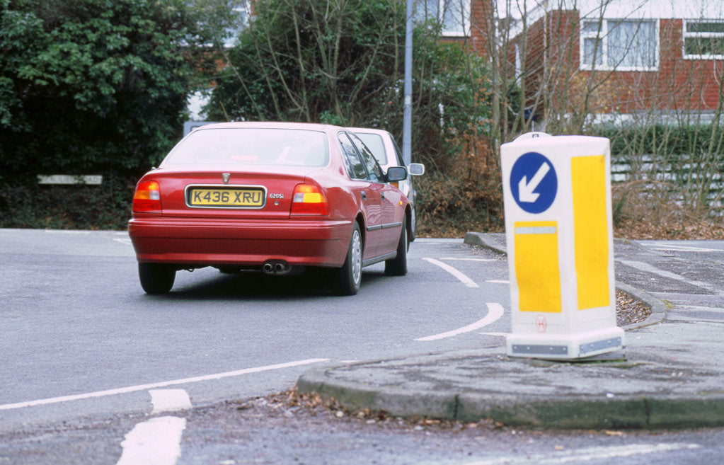 Detail of Keep left bollard.Road junction by Unknown