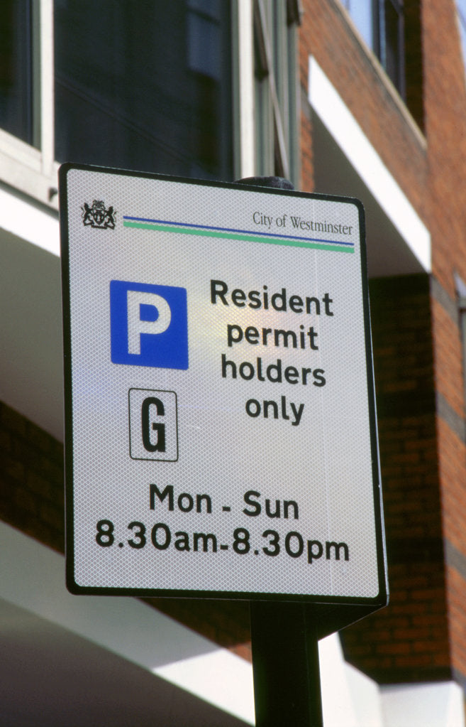 Detail of Residents parking only sign by Unknown
