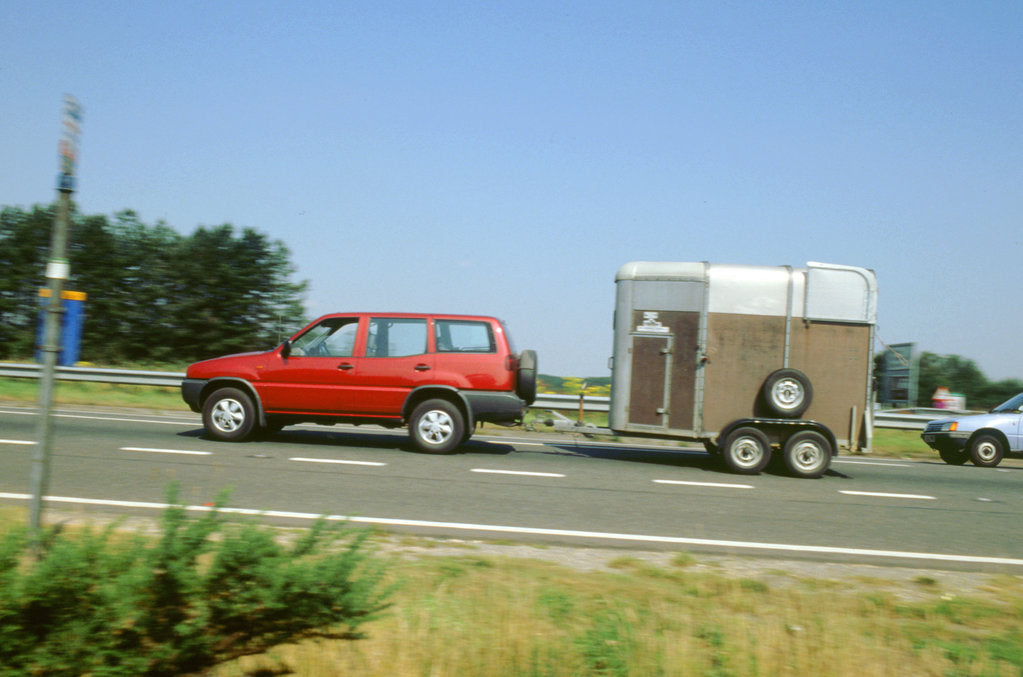 Detail of 1997Ford Maverick towing horse box by Unknown
