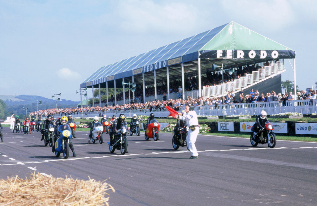 Detail of Goodwood revival meeting. Motorcycle race starting grid by Unknown