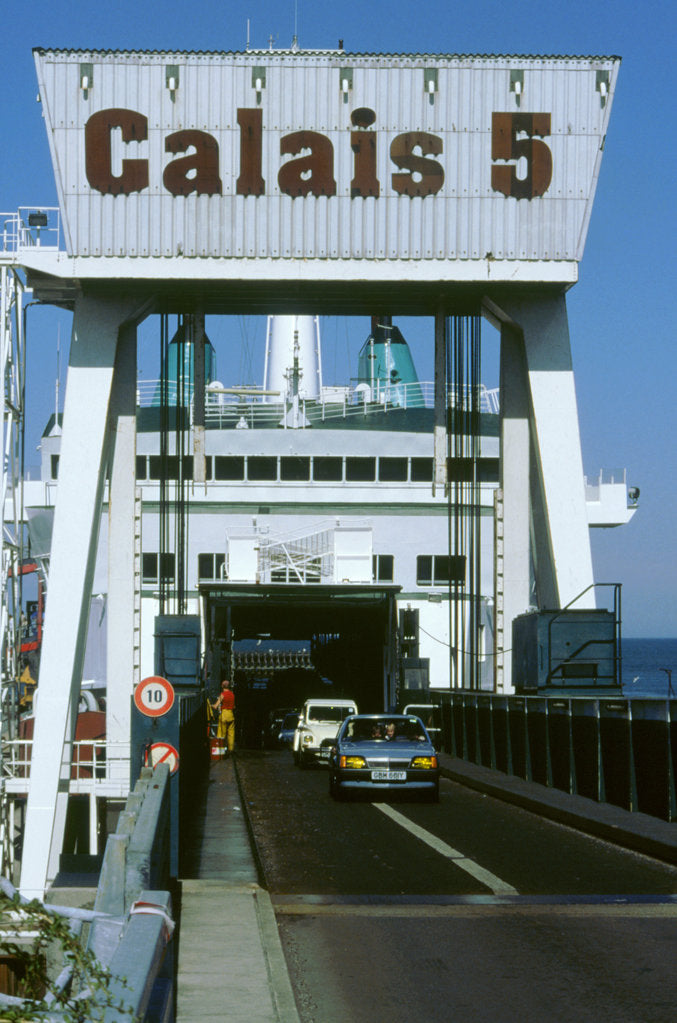 Detail of Cars boarding ferry at Calais by Unknown