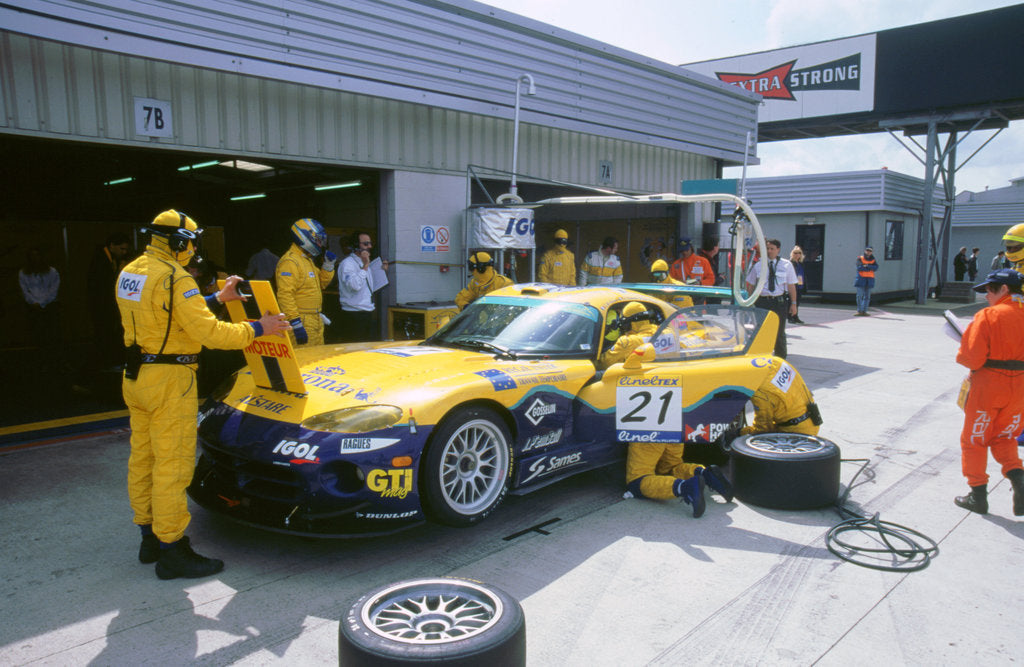 Detail of 1999 Chrysler Viper,fia gt silverstone 500, in pits by Unknown
