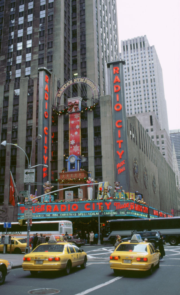 Detail of New York street scene,Radio City music hall by Unknown