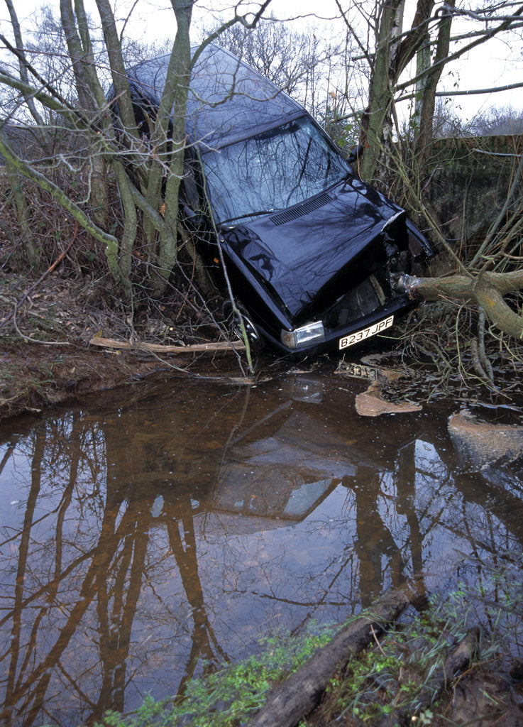 Detail of Fiat Panda crashed by Unknown