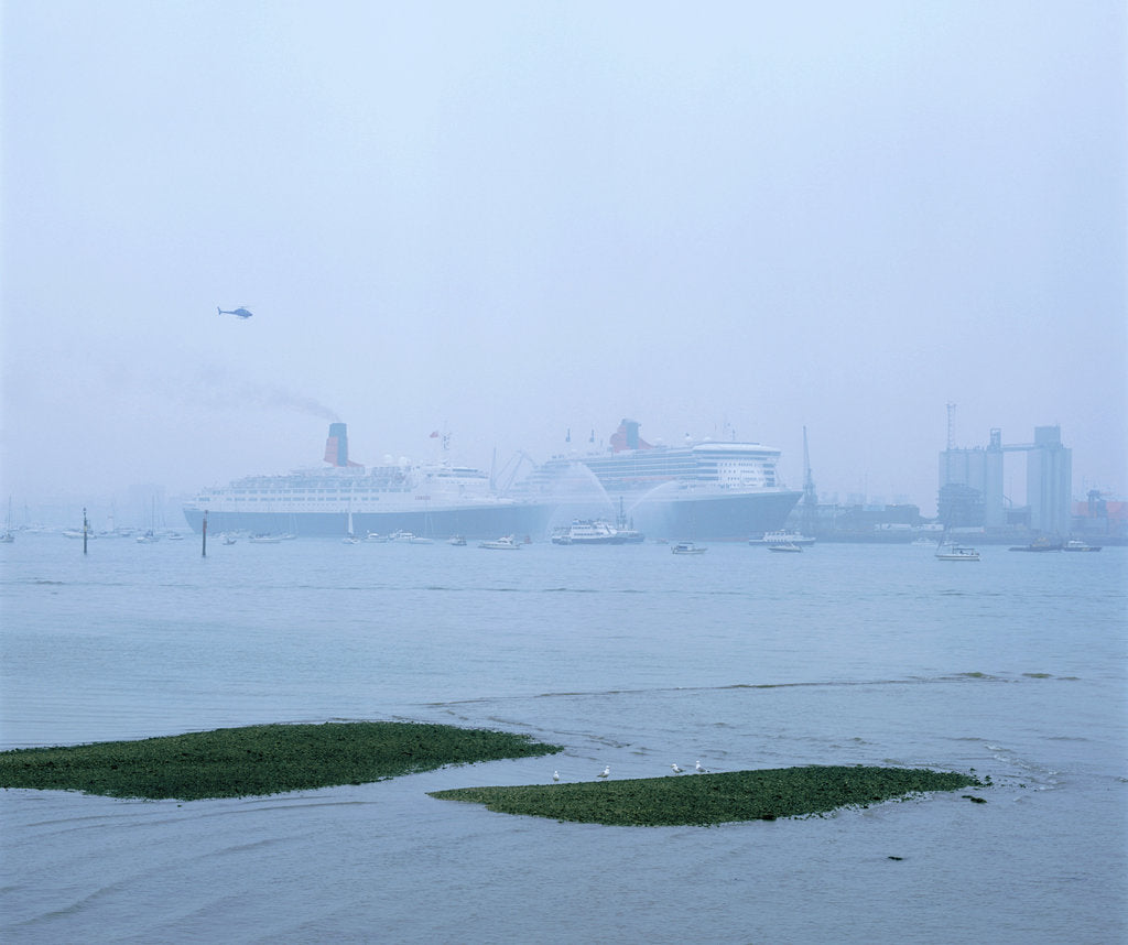 Detail of Queen Mary II with Queen Elizabeth II, Southampton, May 2004 by Unknown