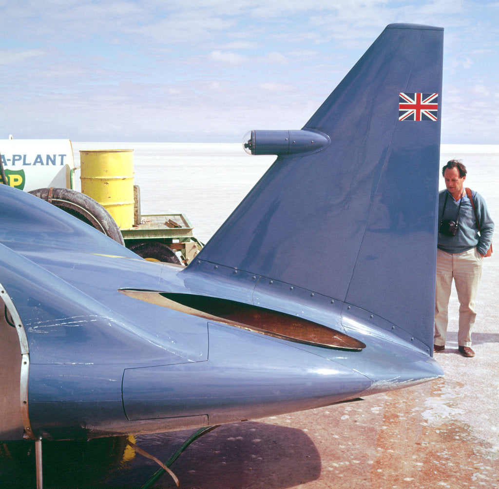Detail of Donald Campbell examines Bluebird, Lake Eyre, Australia, 1960s by Unknown