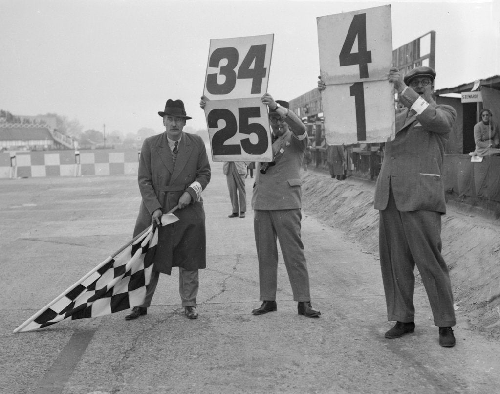 Detail of Ready to wave the chequerd flag, Brooklands by Bill Brunell
