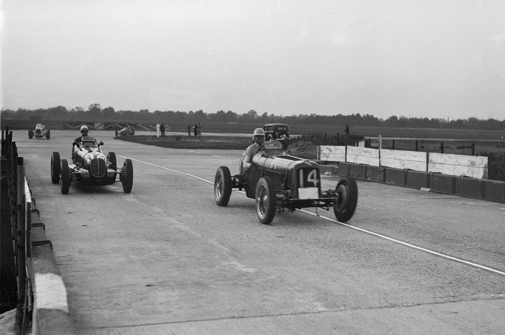 Detail of ERA and Maserati at Brooklands by Bill Brunell