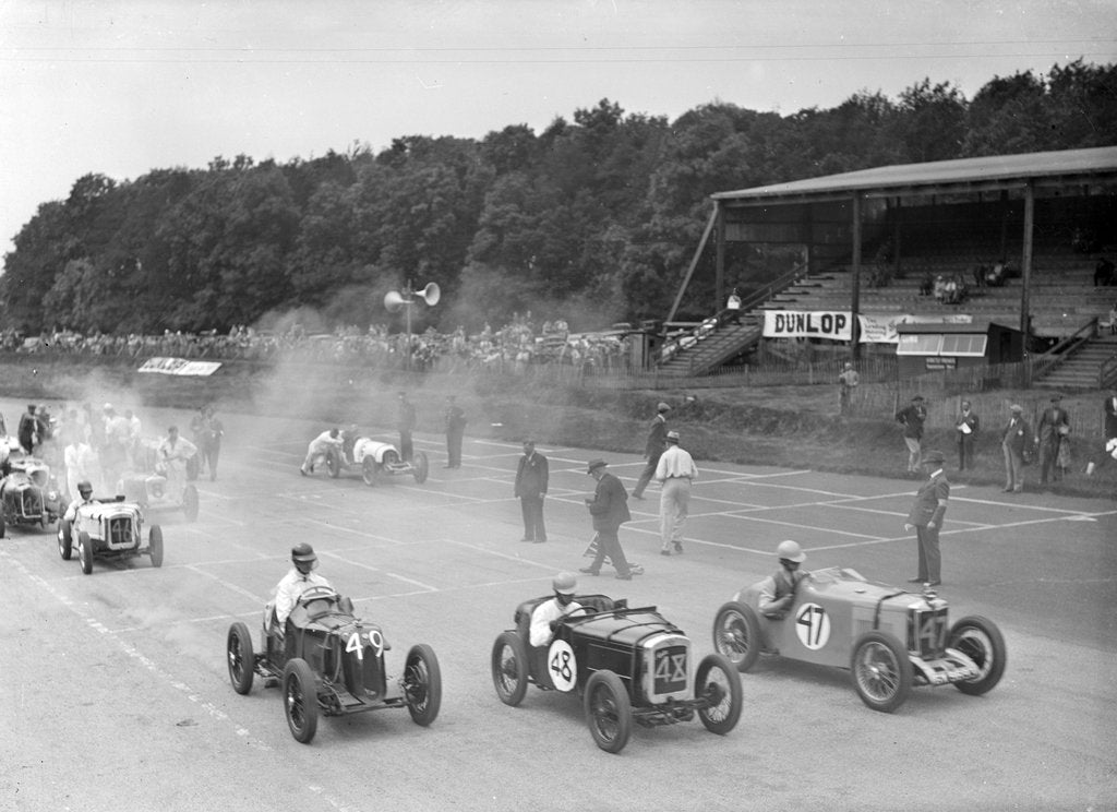 Detail of Motor race at Donington Park, Leicestershire, 1936 by Bill Brunell