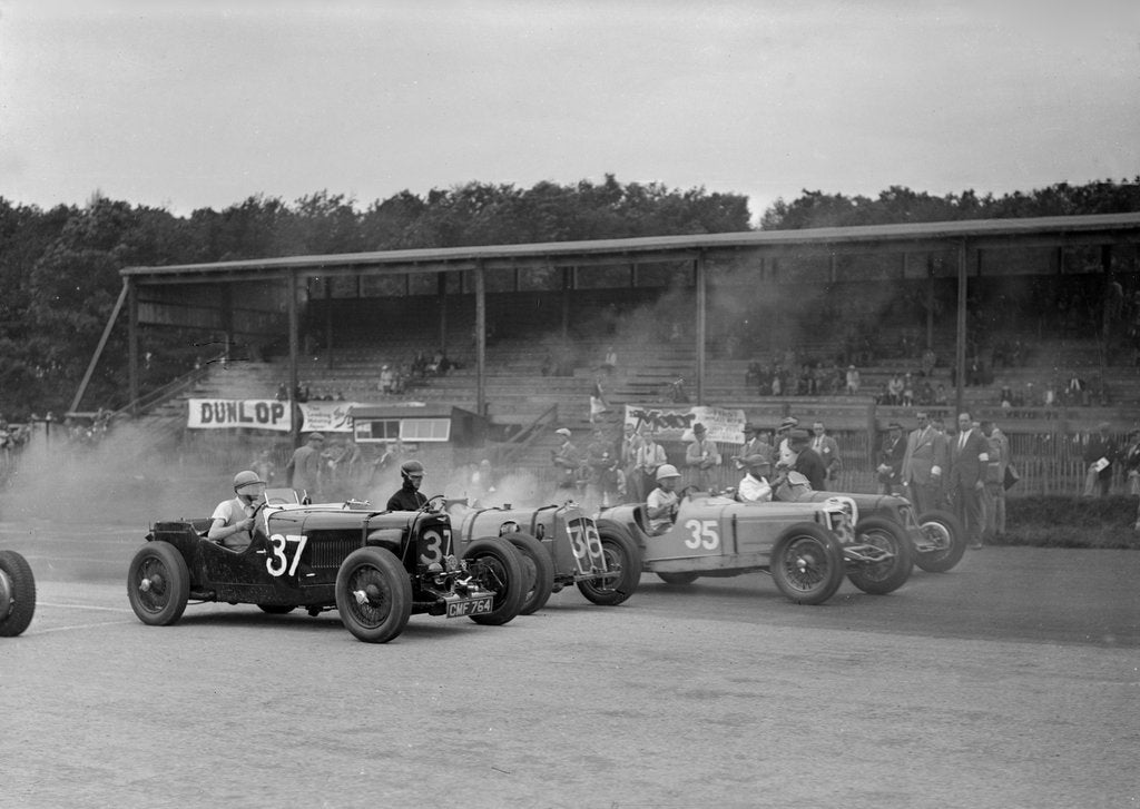 Detail of Race meeting at Donington Park, Leicestershire, 1936 by Bill Brunell