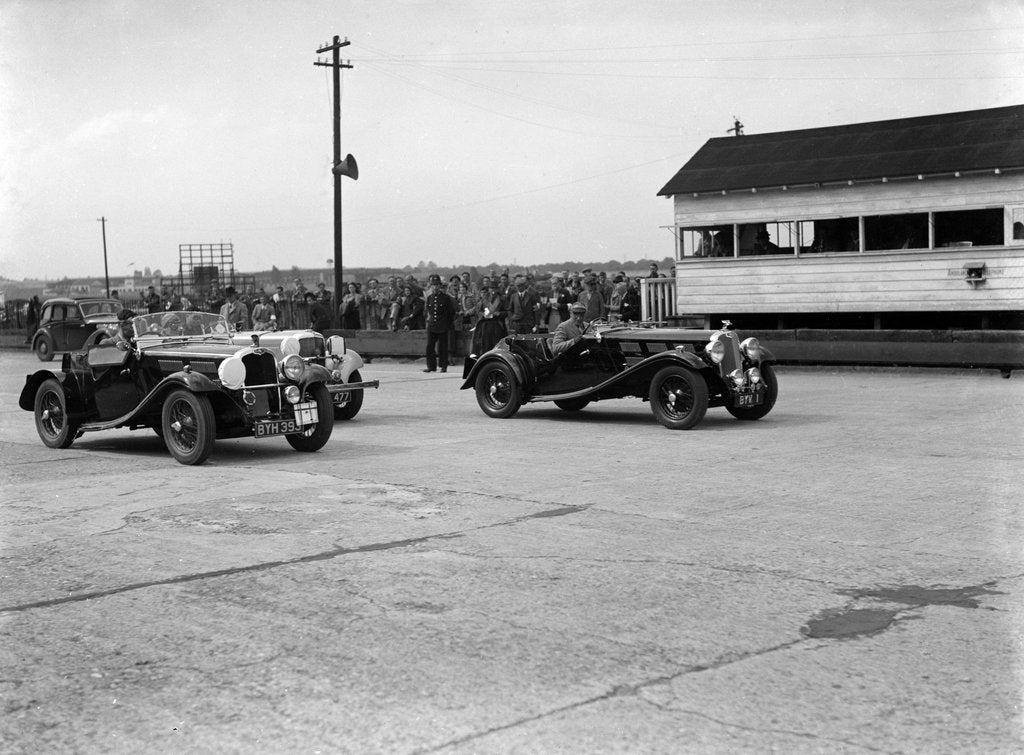 Detail of Triumph and Alvis cars at the MCC Members Meeting, Brooklands, 10 September 1938 by Bill Brunell