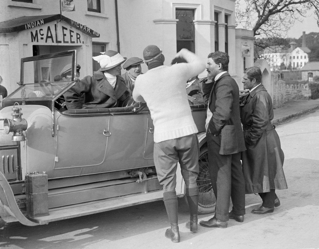 Detail of At the RAC TT race, Isle of Man, 10 June 1914 by Bill Brunell