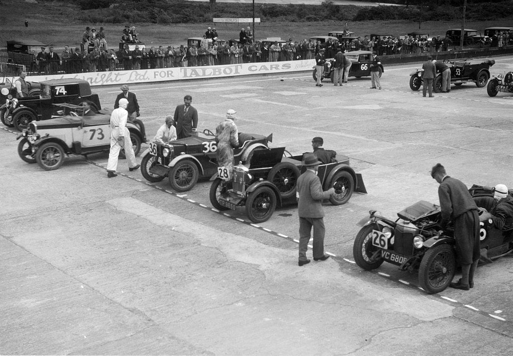 Detail of Cars on the starting grid at the JCC Members Day, Brooklands, 4 July 1931 by Bill Brunell