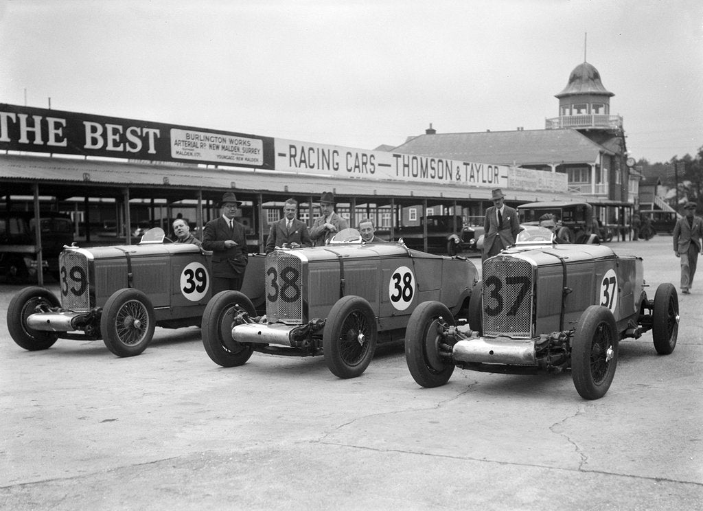 Detail of Talbot 105s of John Cobb and Tim Rose-Richards at the BRDC 500 Mile Race, Brooklands, 1931 by Bill Brunell