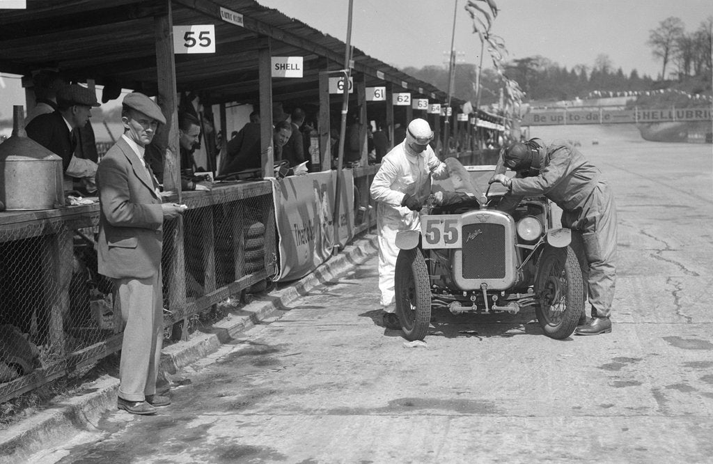 Detail of J Reeves and HHB Beacon's Austin Ulster at the JCC Double Twelve race, Brooklands, 8/9 May 1931 by Bill Brunell