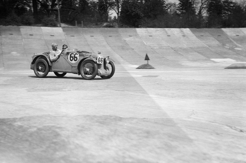 Detail of MG C type of HC Hamilton and SV Holbrook at the JCC Double Twelve race, Brooklands, 8/9 May 1931 by Bill Brunell