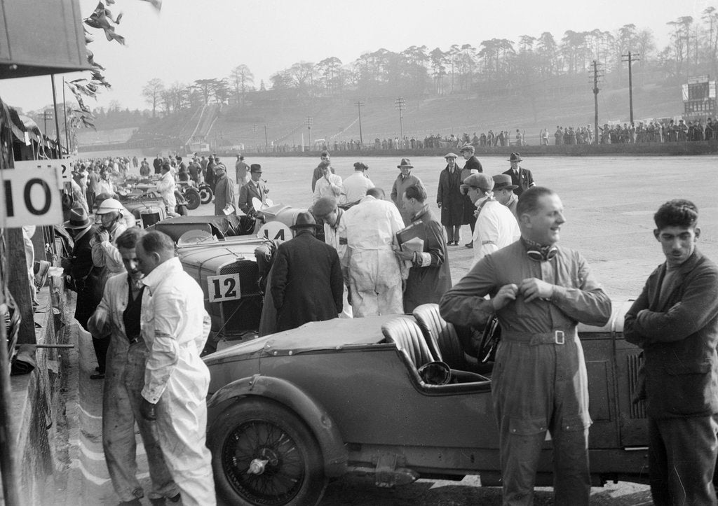 Detail of Tim Rose-Richards and John Cobb's Talbot 105 at the JCC Double Twelve race, Brooklands, May 1931 by Bill Brunell