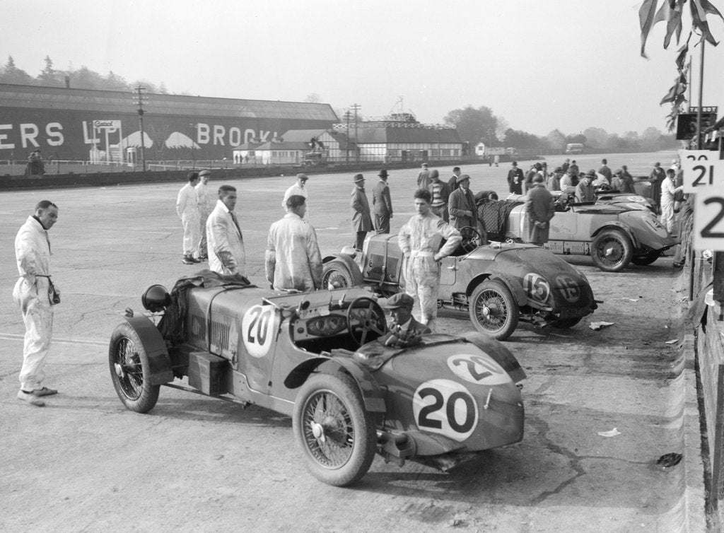 Detail of Alvis and Lea-Francis cars at the JCC Double Twelve race, Brooklands, 8/9 May 1931 by Bill Brunell