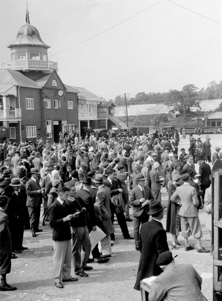 Detail of People attending a motor racing event at Brooklands by Bill Brunell