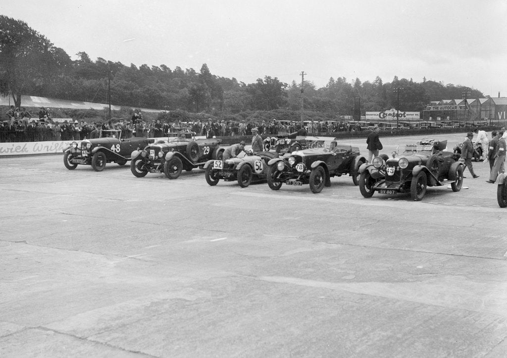 Detail of Cars on the start line at the JCC Members Day, Brooklands, 4 July 1931 by Bill Brunell